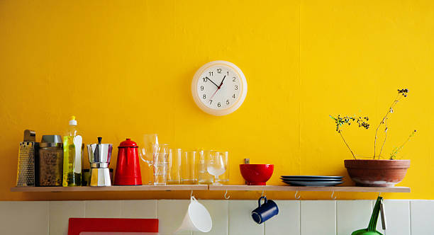 yellow coloured kitchen