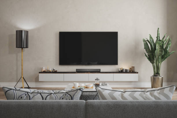 Wall-mounted TV with a floating panel