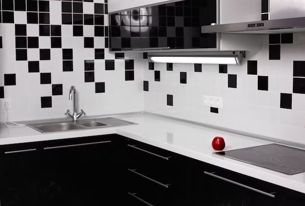 Black and White modular kitchen