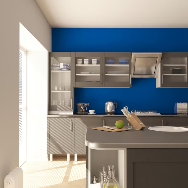 Blue modular kitchen