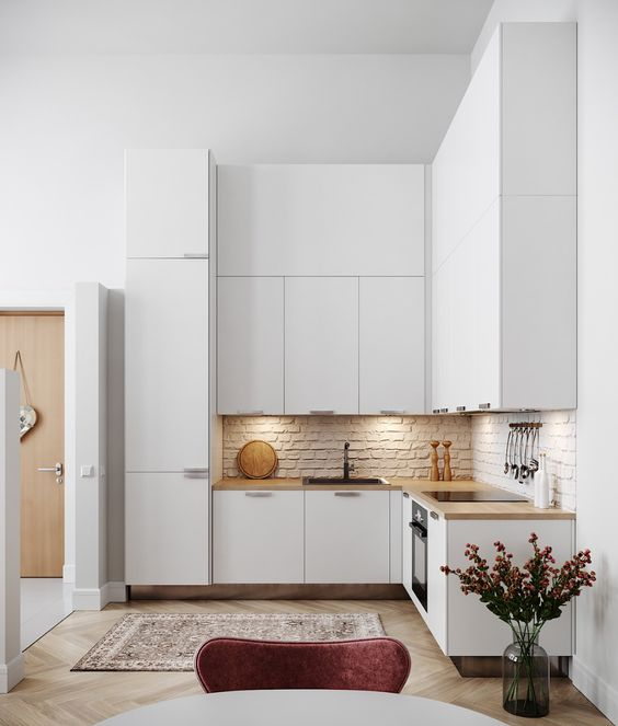Corner Storage Solutions in L shaped kitchen
