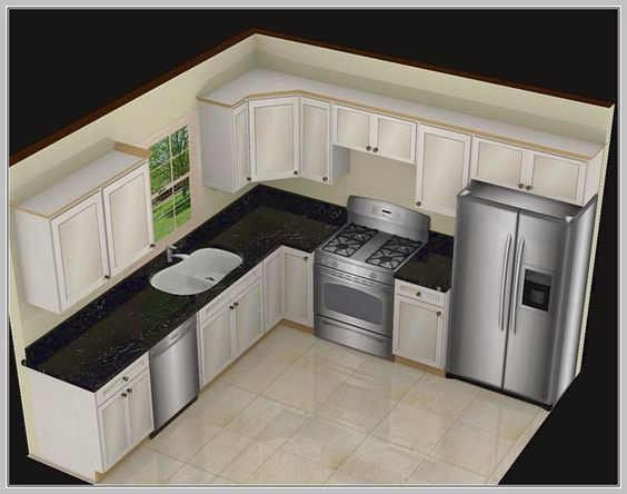 Efficient Work Triangle in L shaped kitchen