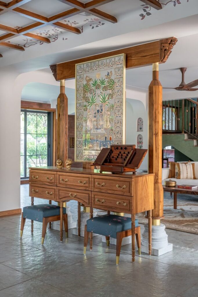 Indian luxury modular furniture. a ceiling-tall multifunctional dresser.